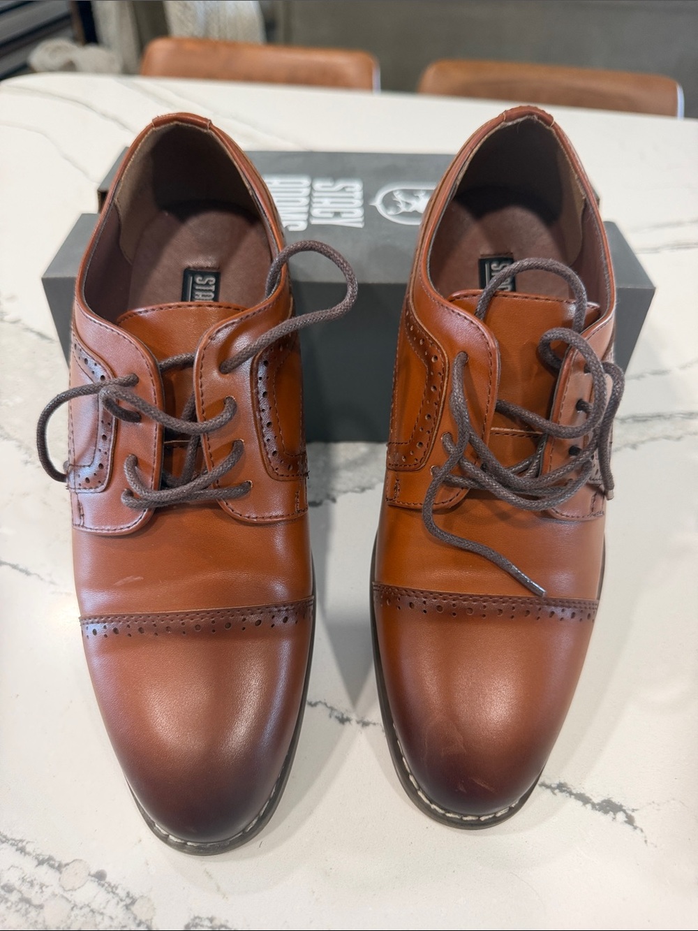 Stacy Adams Chestnut Brown Cap-Toe Oxford Dress Shoes